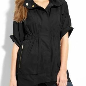 Ali Ro | Black Long Anorak Polyester Rain Jacket